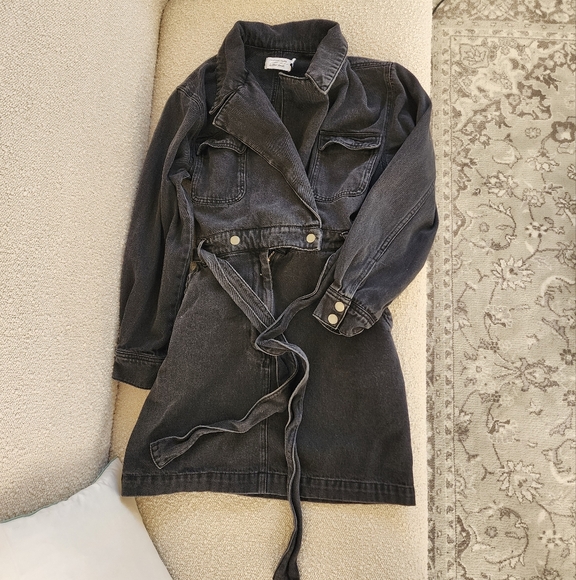 & Other Stories Denim Work Wear Wrap Mini Dress in Black🤍 - Picture 1 of 6